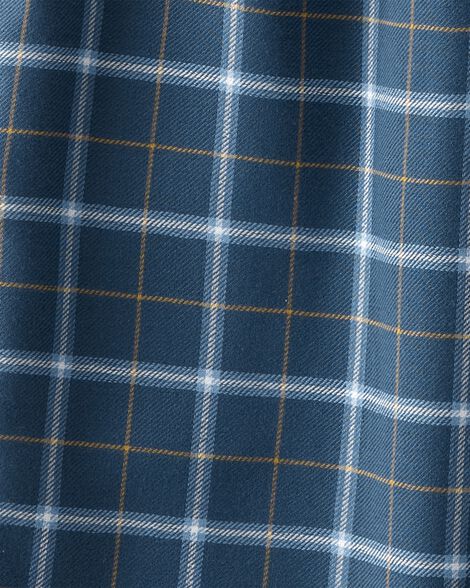 Kid 2-Piece Plaid Loose Fit Coat-Style Pajamas - Navy