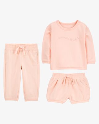 Product image 1 of Baby 3-Piece French Terry Mix-and-Match Outfit Set - Pink