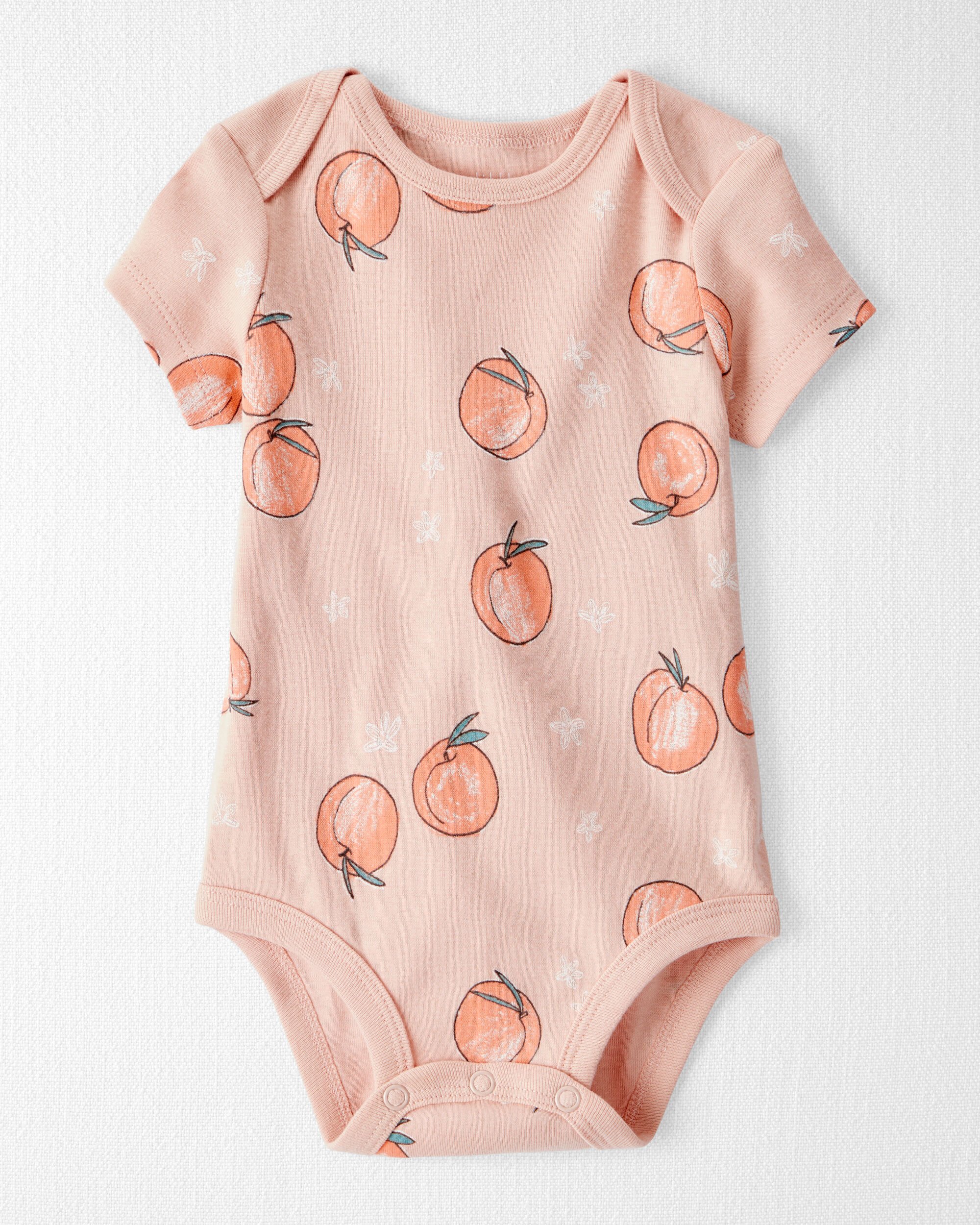 Baby Organic Cotton Bodysuit Peach Print