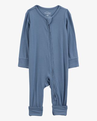Product image 1 of Baby Solid 2-Way Zip PurelySoft Convertible Foot Sleep & Play Pajamas - Navy