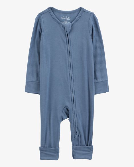  Product image 1 of Baby Solid 2-Way Zip PurelySoft Convertible Foot Sleep & Play Pajamas - Navy