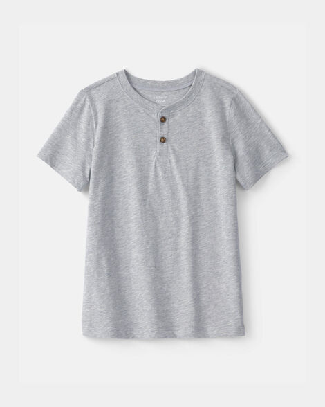 boys solid henley t-shirt - grey