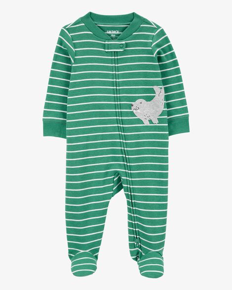  Product image 1 of Baby Striped Walrus 2-Way Zip Sleep & Play Pajamas