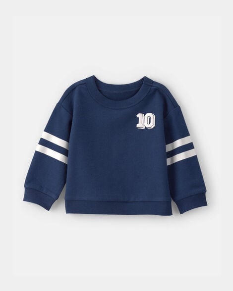 baby boy varsity french terry pullover sweatshirt - blue