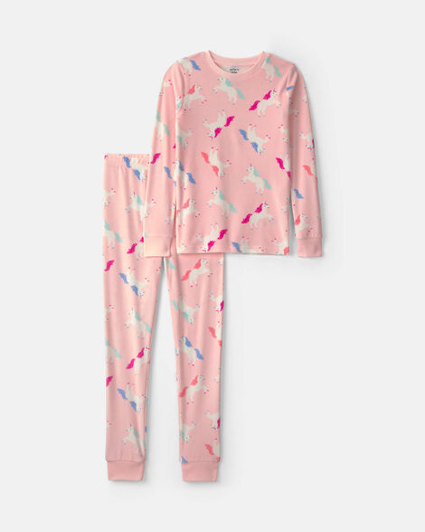 girls 2-piece unicorn dreamplush snug fit pajama set - pink