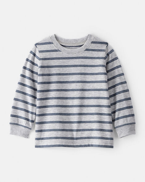 baby boy striped long-sleeve tee- grey