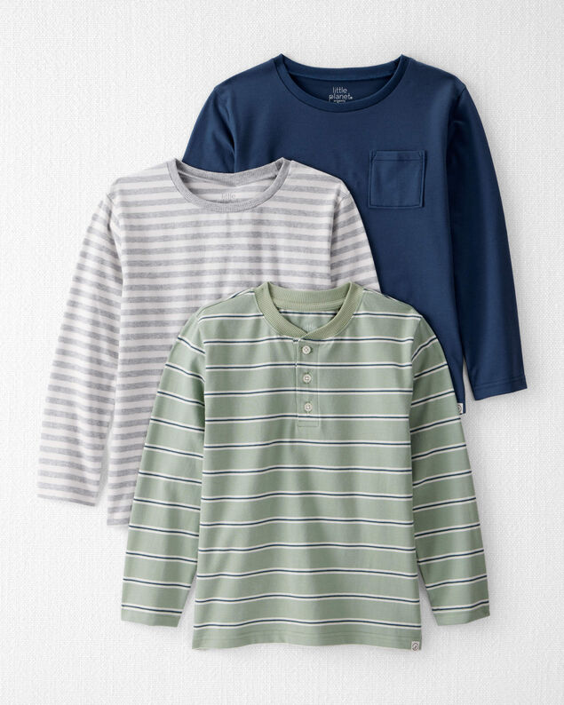 Product image 1 of Kid 3-Pack Organic Cotton Long-Sleeve Stretch Jersey Tees