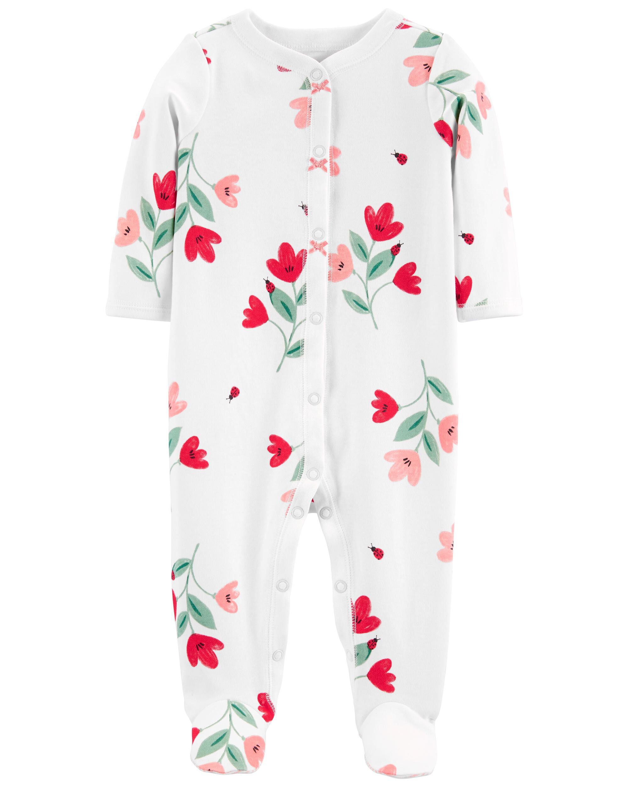 Floral Snap-Up Cotton Sleep & Play
