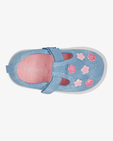  Product image 4 of Every Step® First Walker Floral Denim Sneakers - Blue