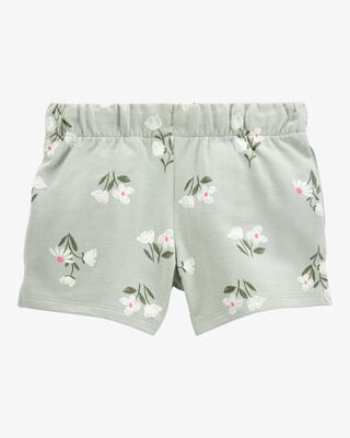 Product image 2 of Toddler Floral Pull-On French Terry Shorts - Green