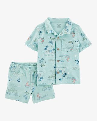 Product image 1 of Toddler 2-Piece Button-Down Shirt & Pull-On Short Set