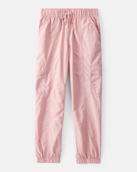 Girls Woven Cargo Joggers - Pink