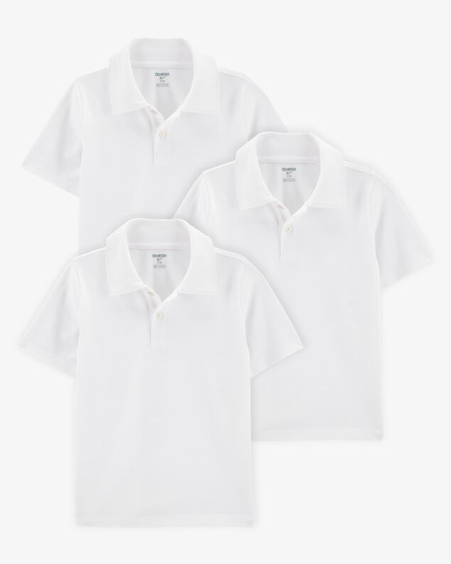Product image 1 of Kid 3-Pack Pique Uniform Polo Shirts - White