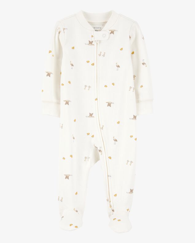 Product image 1 of Baby Mini Bird Print 2-Way Zip Cotton Sleep & Play Pajamas