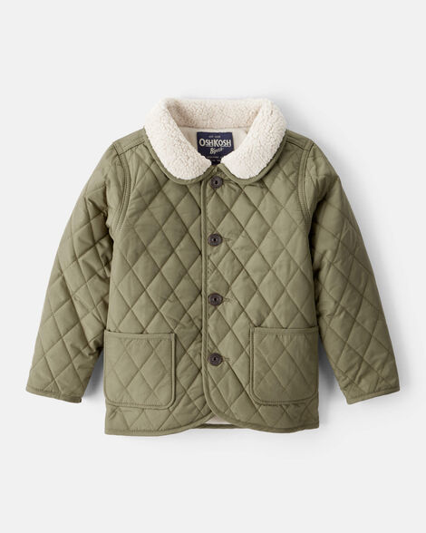 Toddler Boy Quilted Long-Sleeve Fashion Jacket - Olive