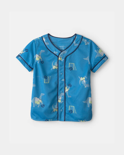 toddler boy dinosaur soccer mesh jersey - blue