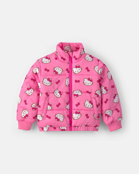 girls hello kitty® puffer jacket - pink