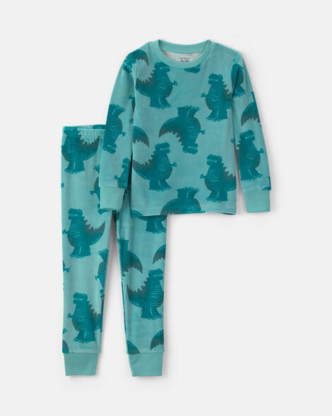 toddler boy 2-piece dino dreamplush snug fit pajama set - green