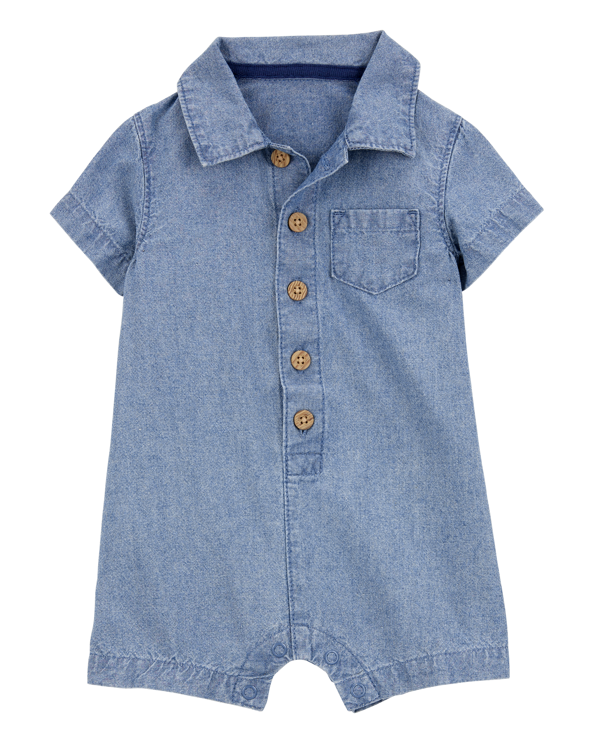 Baby Chambray Polo Romper