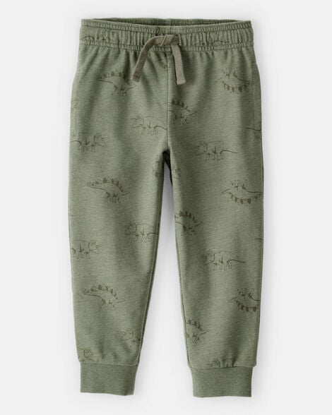 toddler boy dinosaur french terry jogger - green