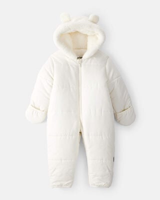 Baby Girl 2-Piece Polka Dot Hooded Snowsuit Jacket & Bib Set - Green