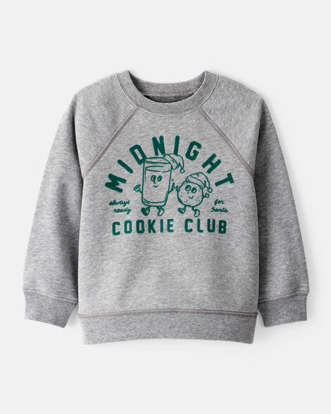 toddler boy daydream fleece midnight cookie club long-sleeve pullover sweatshirt - grey