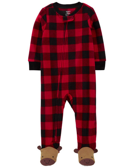 Baby 1-Piece Buffalo Check Fleece Footie Pajamas - Carter