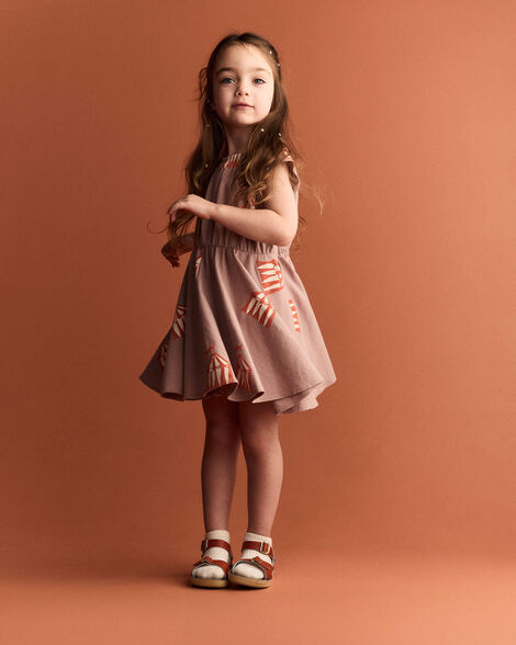 Toddler Girl Avenue Twirl™ Dress in Big Top Print - Mauve