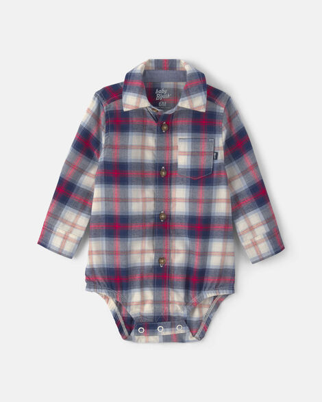 Baby Boy Plaid Long-Sleeve Bodysuit