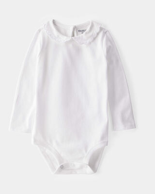 Product image 1 of Baby Scalloped Collar Long-Sleeve Bodysuit - White