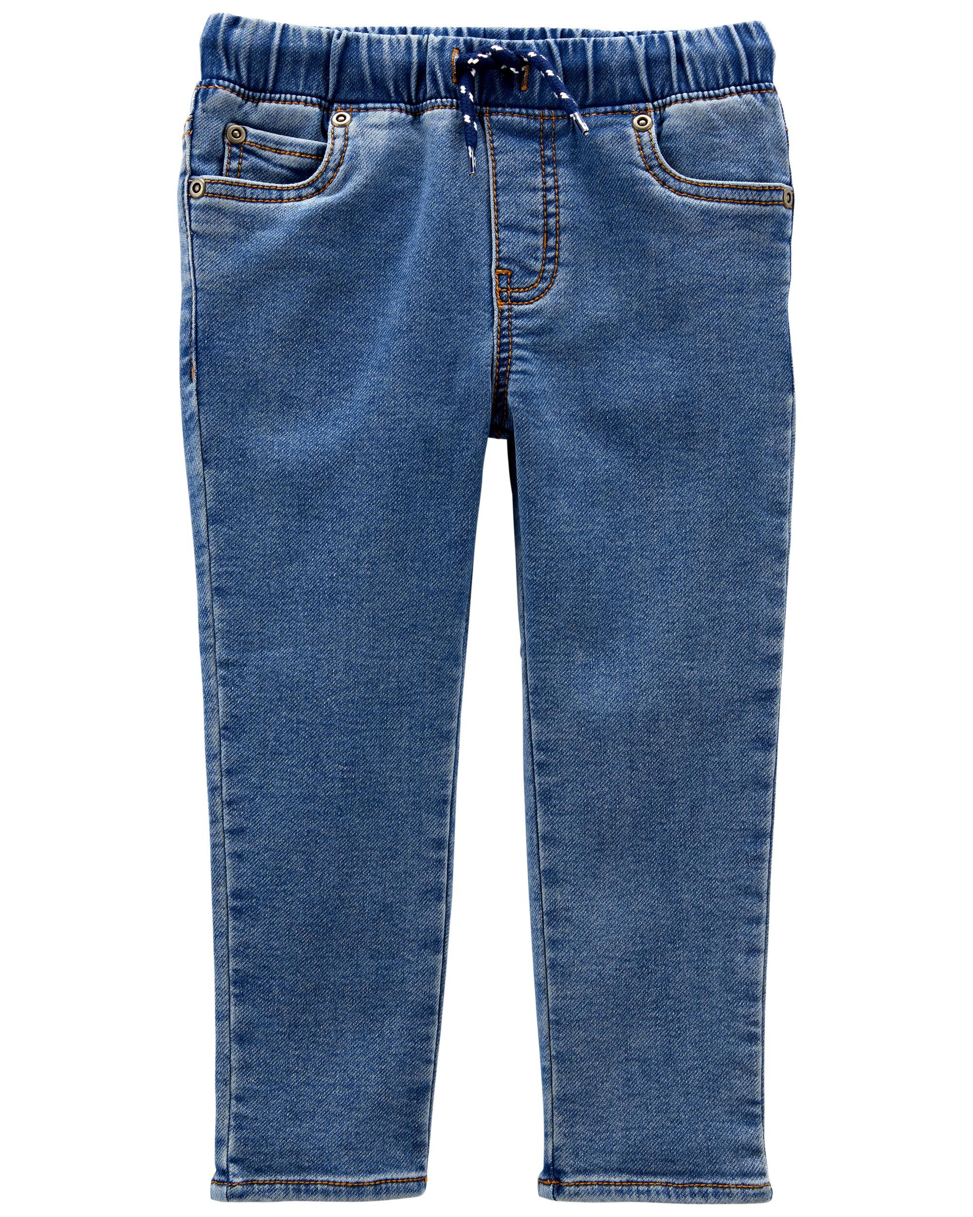 Blue Toddler Elastic Waist Knit Denim 