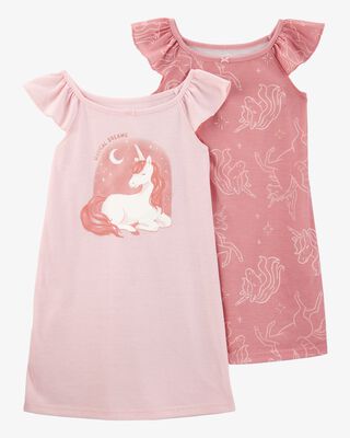 Product image 1 of Toddler 2-Pack Unicorn Nightgowns - Pink