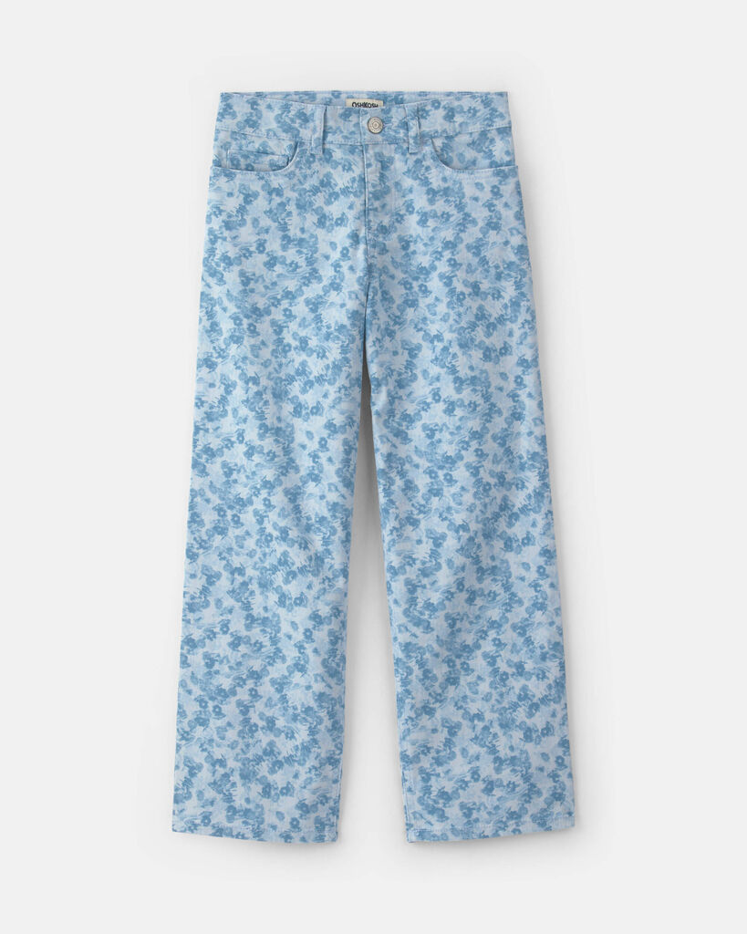 OshKosh B'gosh Girls Floral Twill Straight Pants 10 Blue