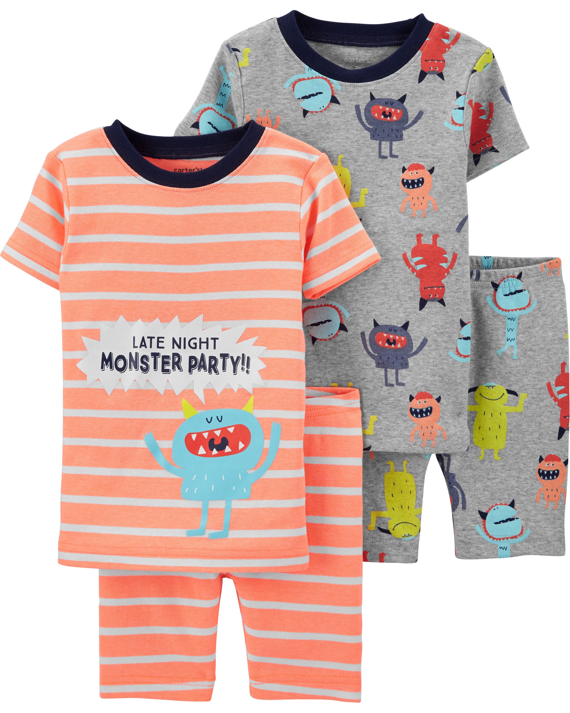 Carter/'s Baby Toddler boy Skating Racoon Tee Pants Shorts Snug pajamas 4pc set