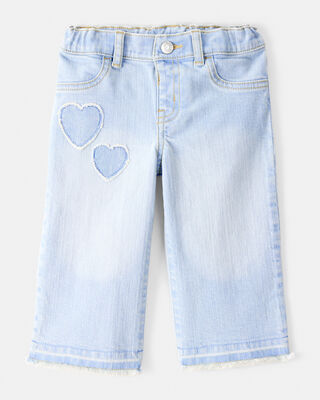 Product image 1 of Baby Embroidered Stretch Denim Wide Leg Jeans - Cowboy Wash