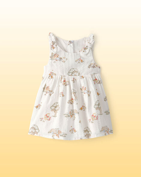 Baby Girl Disney© Winnie the Pooh Sleeveless Dress with Bows - White
