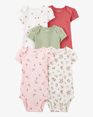 Product image 1 of Baby 5-Pack Cherries & Hearts Short-Sleeve Bodysuits