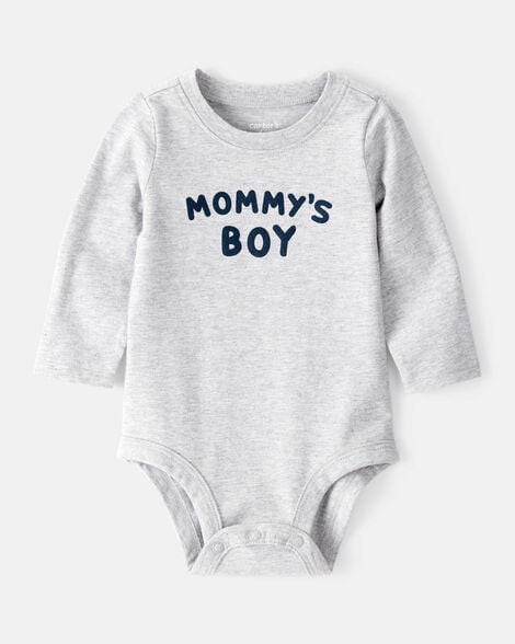 baby boy "mommy's boy" long-sleeve graphic bodysuit - grey
