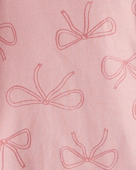 Toddler Girl Ballet Print 100% Cotton Long-Sleeve 4-Piece Pajamas - Pink/White