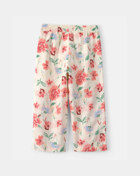 toddler girl floral pants - cream