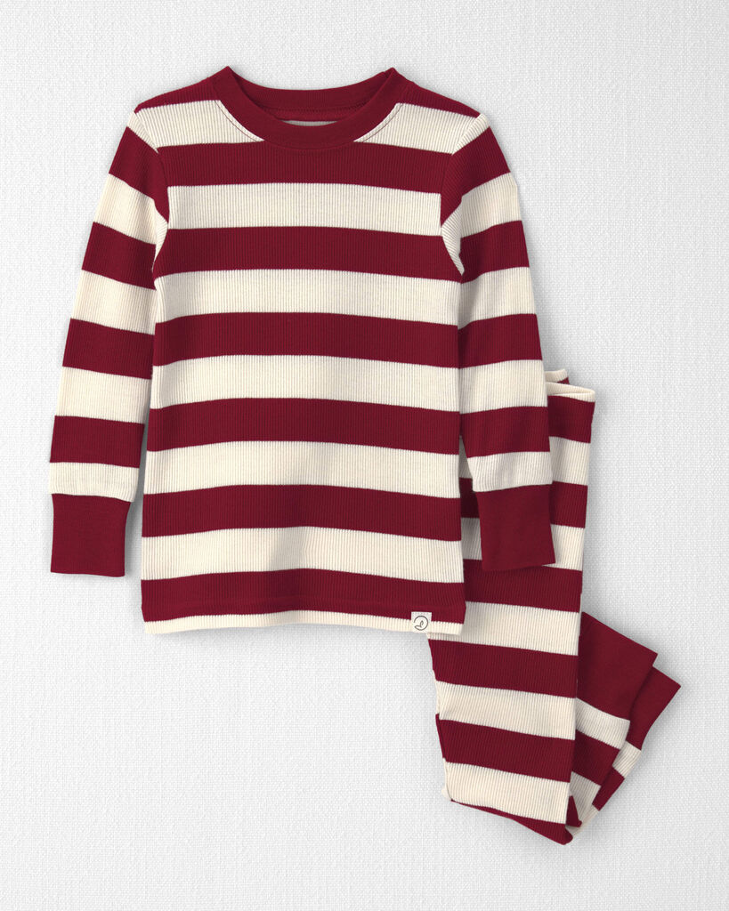 Little Planet Baby 2-Piece Organic Cotton Ribbed Pajamas in Stripes 12M Red Stripes