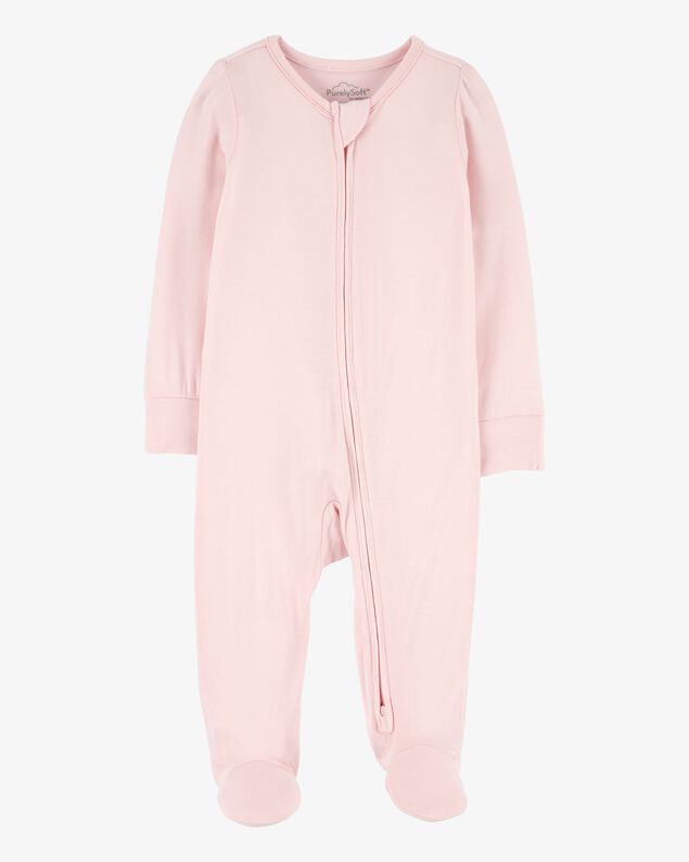 Product image 1 of Baby Girl Solid 2-Way Zip PurelySoft Sleep & Play Pajamas - Light Pink