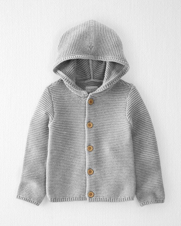 Product image 1 of Toddler Organic Cotton Signature Stitch Cardigan in Grey