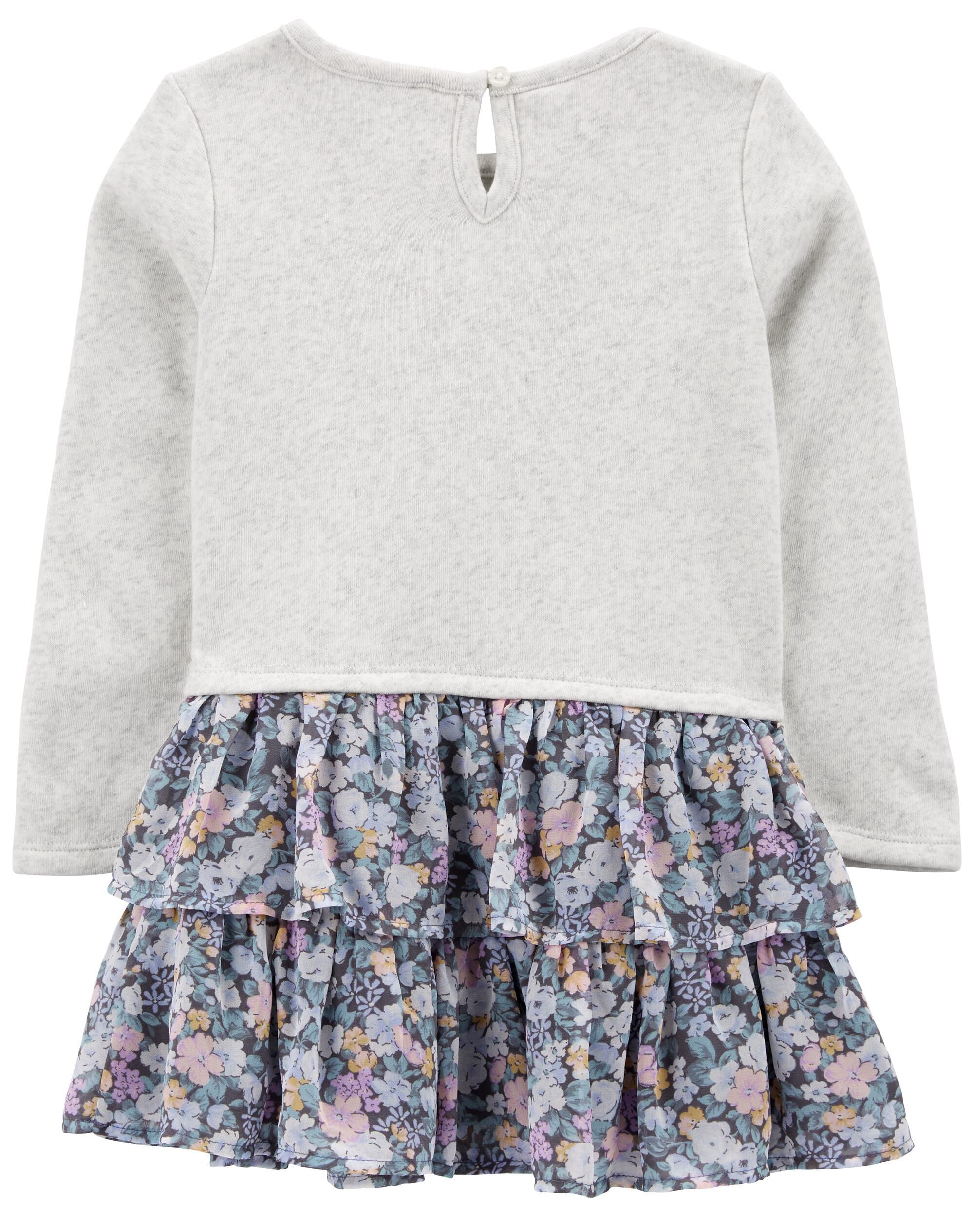 Toddler Floral Long-Sleeve Fleece & Chiffon Dress - OshKosh