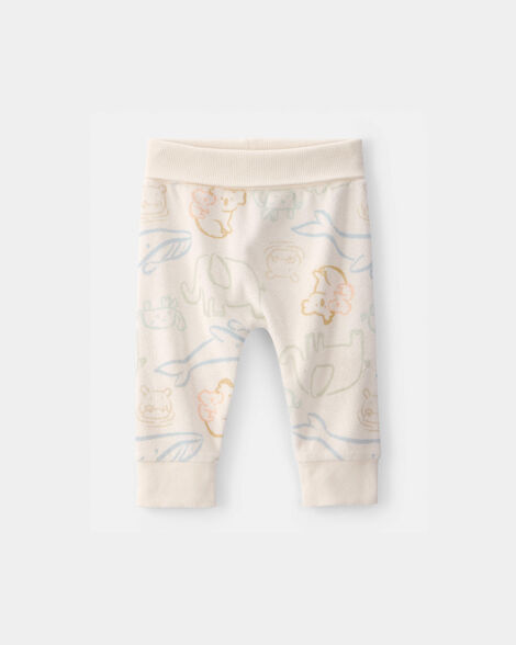 baby animal friends terry pants - cream