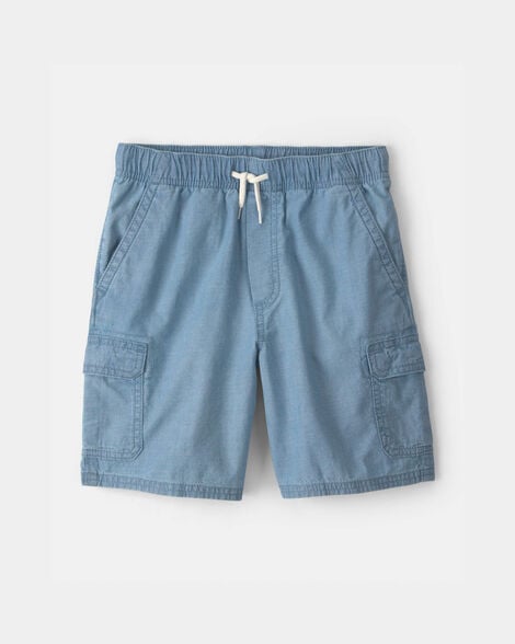 Boys Chambray Cargo Shorts - Light Wash