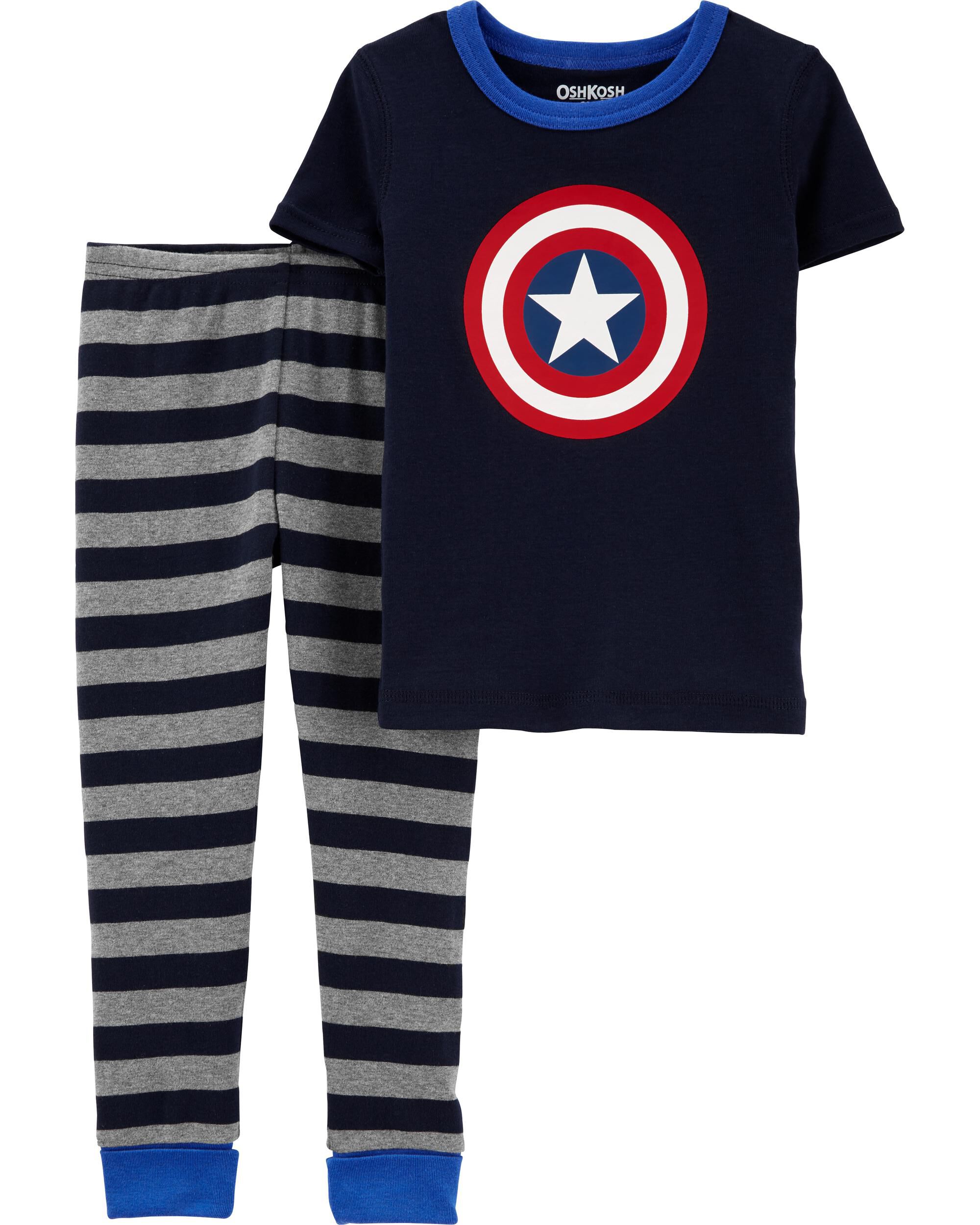Toddler 2 Piece Captain America 100 Snug Fit Cotton Pajamas