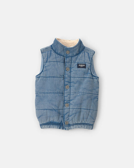 Boys Toddler Boy Denim Vest - Blue/Cream