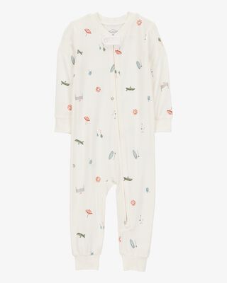Product image 1 of Toddler Camp Print Zip-Up PurelySoft Footless 1-Piece Pajamas - Ivory