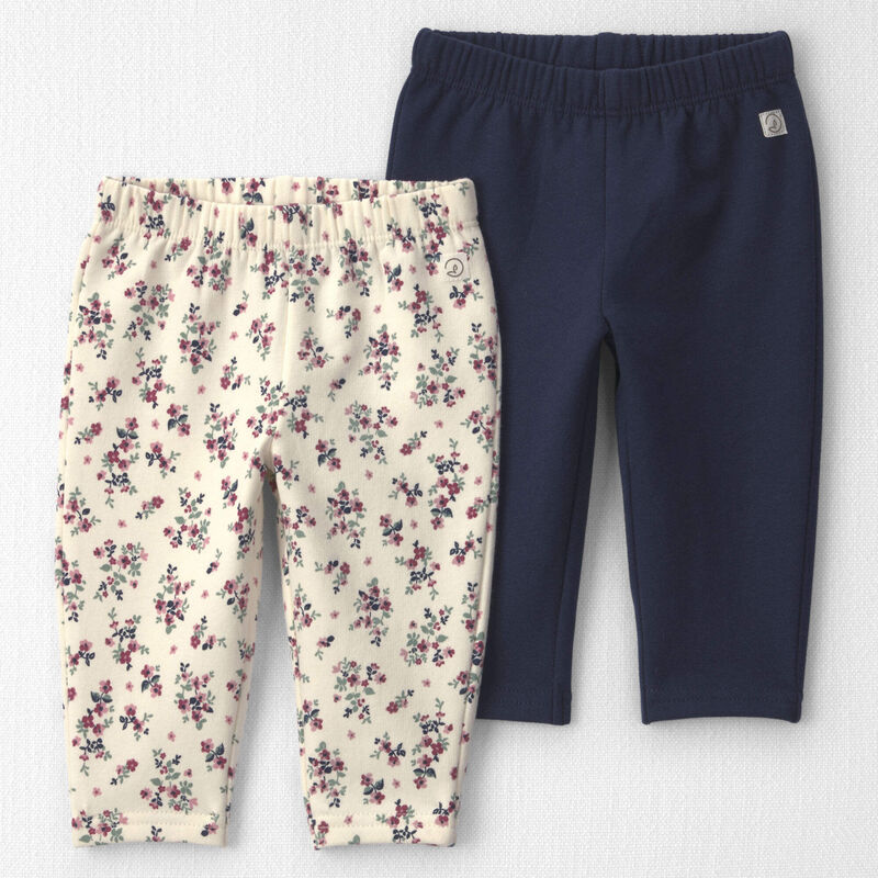 Baby Girl 2-Pack Recycled Fleece Bottoms Made with Organic Cotton